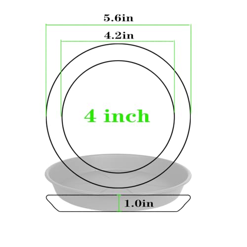 OVZILKI 6 Pack of Plant Saucer Tray 4 6 8 10 12 14 17 19 22 25 inch, Heavy Duty Plastic Pot Plant Drip Trays Saucers for Indoors Outdoor, Plant Water Tray for Planters 3-5" (4", Beige) - color: Beige, size: 4" - 6 Pack