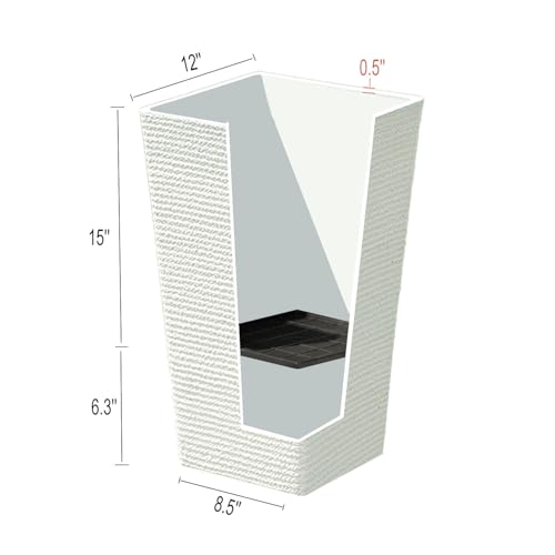 2 Sets Tall White Planters for Porch Patio,Front Door Decor 21" H - color: White