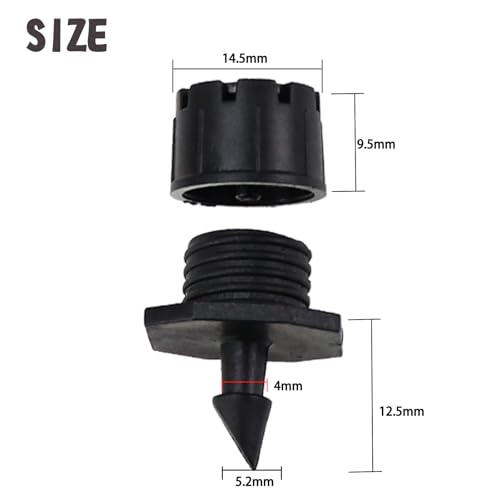 200 Pcs Adjustable Irrigation Drippers Sprinklers, Universal 1/4" Irrigation Micro Drip Emitters 8-Hole 360 Degree Watering Sprinkler for 4mm/7mm Garden Tube Watering System(Black) - color: Black-200Pcs