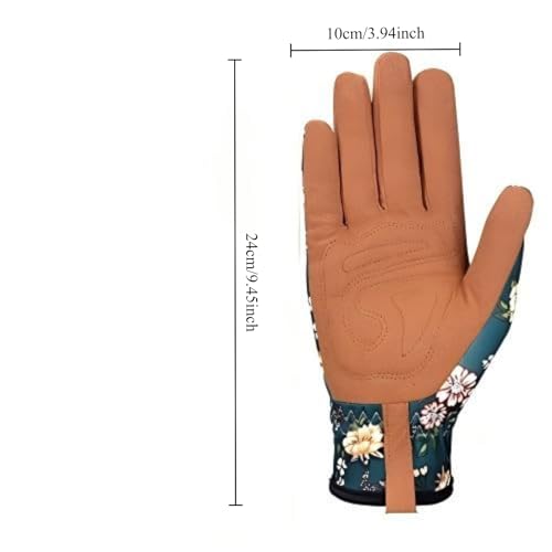 1 Pair Floral Print Garden Gloves, Puncture Resistant Breathable, Lead & PVC Free Ambidextrous, Gardening Planting Pruning - size: X-Large
