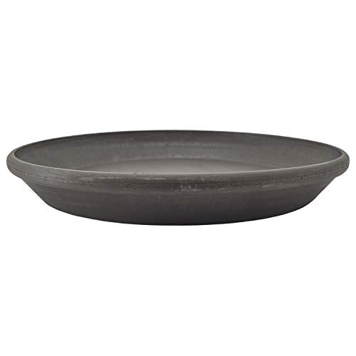 PSW Pot Collection AP35DC 14-inch Plastic/Stone/Wood Composite Plant Saucer Drip Tray – No Drainage Hole (Drillable), Indoor/Outer Water Tray, Dark Charcoal - color: Dark Charcoal, size: 14-Inch