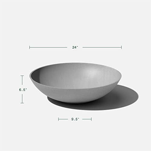 Veradek Mason Series Lane Bowl - Large Outdoor Bowl Planter - color: Gray, size: 6"H x 24"DIA