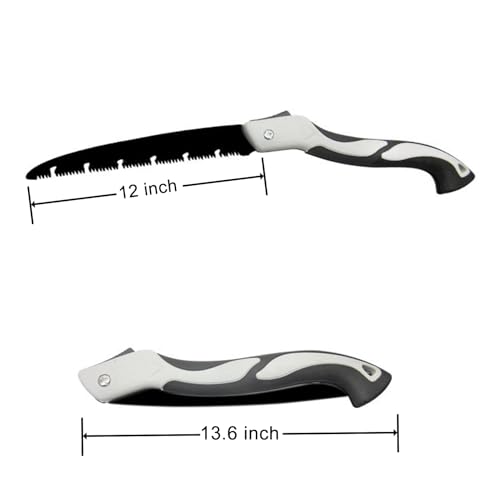 12 Inch Folding Saw, Pruning Hand Saw for Wood Cutting, Garden Pruner with SK5 Curved Blade, Triple- Cut Razor Teeth, Foldable Handsaw for Tree Trimming, Camping, Gardening and Carpentry - size: 12 Inch