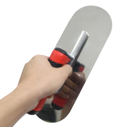 Concrete Tools Stainless Steel Pool Trowel, 14" x 4" Masonry Hand Tool with Soft Grip Handle, Lightweight, Plastering Trowel for Drywall Plastering Construction, Round End (Large:14"L x 4"W) - size: Large:14"L x 4"W