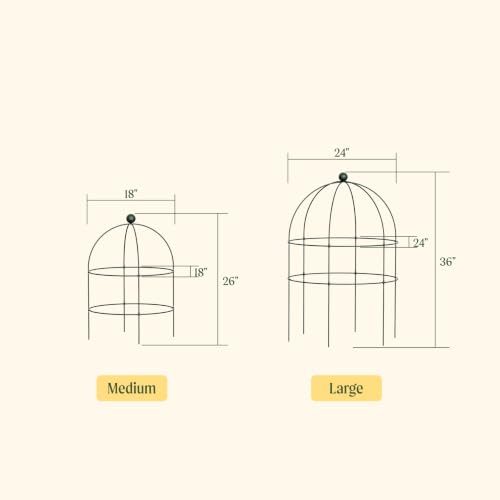 Birdcage Trellis 2 Pack, 24" W Decorative Plant Support for Climbing Flowers and Vines, Metal Peony Support Trellis for Pots, Planters & Small Gardens - size: Large