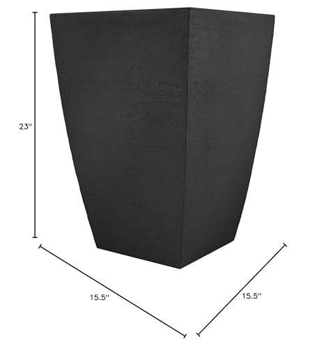 Tusco Products MSQT23BK Modern Square Garden Planter, 23-Inch, Black - color: Black, size: 23 Inch