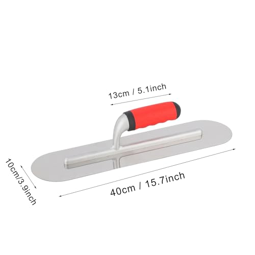 Large 16" x 4" Concrete Tools Stainless Steel Pool Trowel, Masonry Hand Tool with Soft Grip Handle, Lightweight, Plastering Trowel for Drywall Plastering, Round End (Extra Large:16"L x 4"W) - size: Extra Large:16"L x 4"W