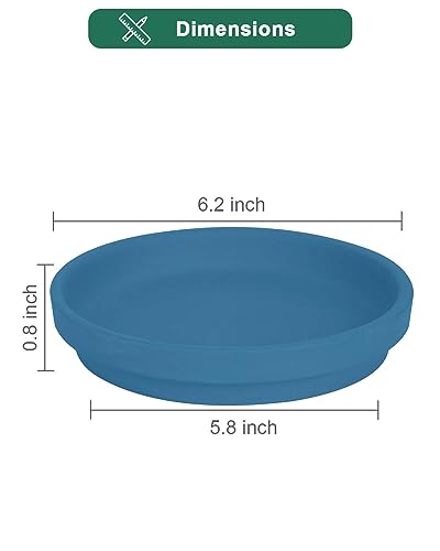 vensovo 6 Inch Steel Blue Terracotta Plant Saucers, 6 Pack Small Clay Trays - color: Blue, size: 6 inch