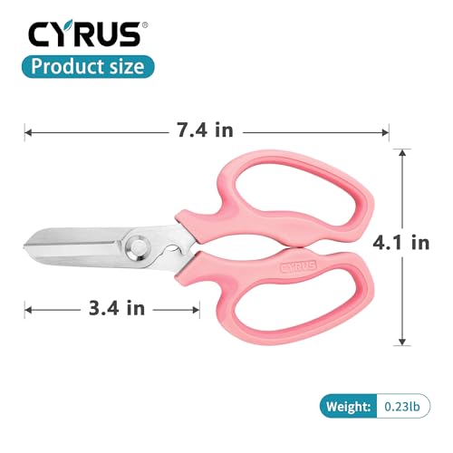 Pink Stainless Steel Floral Shears with Integrated Stab Remover - style: Pink