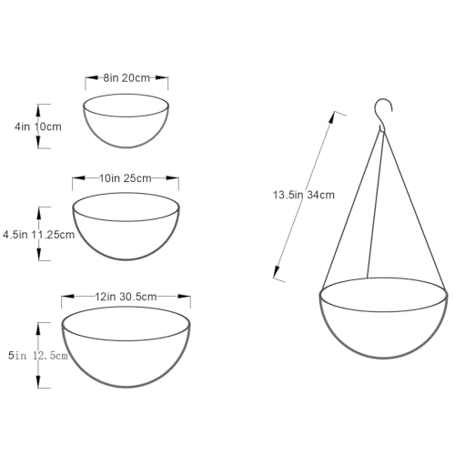 LX7 3-Pack Hanging & Wall-Mounted Plant Baskets with Natural Coconut Fiber Liner, Decorative Planters for Home Garden Patio Yard (3Pack FlatHanger, 10Inch) - size: 10Inch, style: 3Pack FlatHanger