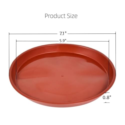 Kichwit 6 Pack 7.1 Inch (5.9 Inch Base) Plant Saucer, Round Plastic Plant Trays for Indoor & Outdoor, Brown - color: Brown, size: 7.1"(6 Pack)