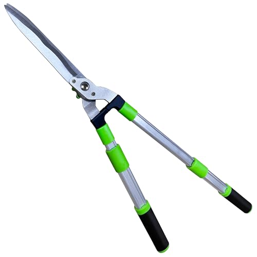 Garden Hedge Shears for Trimming Borders, Extendable Handle Clippers & Shears, Pruning Trimmers with Wavy Blade, Professional Bush Cutter, Gardening Pruners Scissors