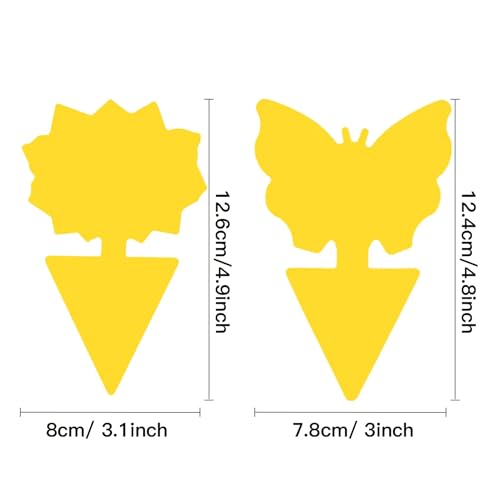 Sticky Insect Traps 40 Pcs - Gnats Fruit Fly Traps for Indoors House - Yellow Double-Sided Sticky Insect Catchers Fungus, Fruit Flies, Whiteflies, Aphids, Leaf Miners