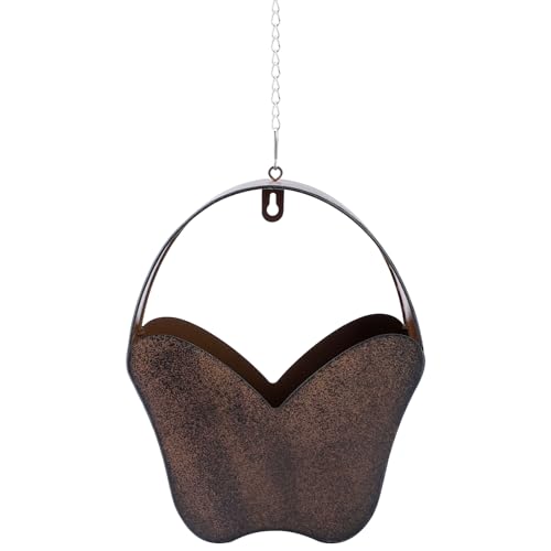 Rustic Metal Butterfly Hanging Planter, 2‑in‑1 Wall Mount & Hanging Flower Pot with Chain, Hooks & Drainage Holes, Indoor Outdoor Home Garden Decor, Gift for Mom Garden Lovers Birthday Housewarming
