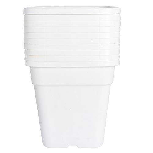 Plant Nursery Pot 10-Pack 3 Gallon Square Plastic Garden Planter Pots Flower Seedling Injection Molded Container Seed Starting Pot Set for Indoor Outdoor Plants Seedlings Vegetables White - color: White, size: 3 Gallon