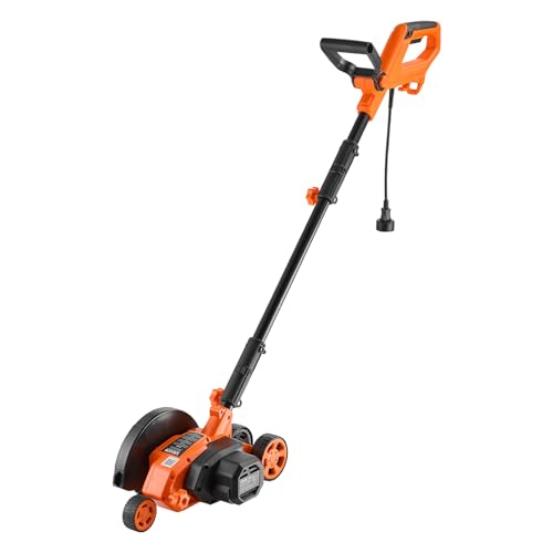 VEVOR Lawn Edger, 8-inch Blade Length, 12 Amp Electric Edger Lawn Tool, 4000 RPM, with 3-Position Blade Depth, 65 Mn, Pivoting Handle, Dual Wheels, for Lawns, Driveways, Yards, and Sidewalk Edges - size: 8 inches