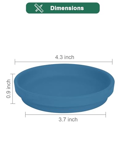 vensovo 6 Inch Steel Blue Terracotta Plant Saucer Pots Tray - 6 Pcs Round Planter Saucers for Indoor & Outdoor Plants, Small Clay Trays Perfect for 5 Inch 5.5 Inch 6 Inch Flower Pot - color: Blue, size: 4 inch