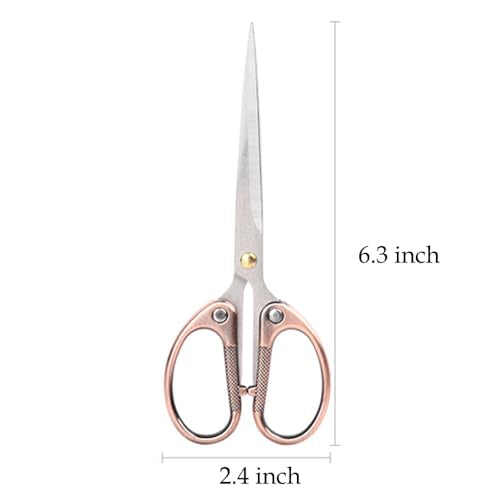 6.3" All Stainless Steel Office Scissors,Ultra Sharp Blade Shears,Sturdy Sharp Scissor for Office Home School Sewing Fabric Craft Supplies Multipurpose Scissors Bronze - color: Bronze, size: 6.3"