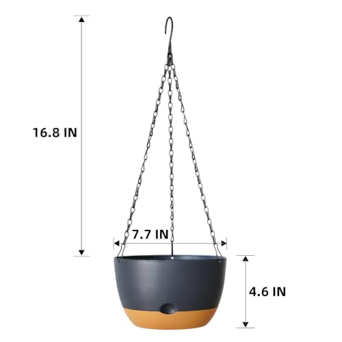 Hanging Planters, 4 Pack, Self-Watering, 7.5 Inch, Grey - color: Gray, size: 7.5 Inch