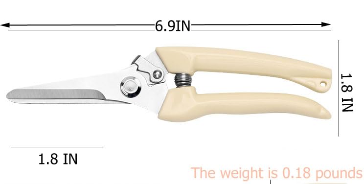 Gardening Scissors Hand Pruner Pruning Shear with Straight Stainless Steel Blades, Gardening Hand Shear Ultra Sharp Multi-Purpose Garden Scissors for Fruit Picking, Trimming Plants Flowers (7.7 Inch)