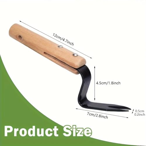 Hand Weeder Tool, Stainless Steel Gardening Weed Puller, Manual Weeding Removal Cutter Tool with Wood Handle for Planting