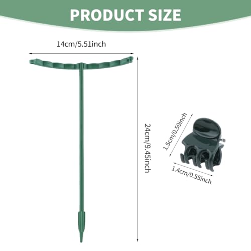 12Pack Plant Support Stake Half Round Plant Support Ring with 20 Pcs Clips