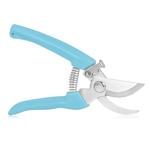 Blue Curved Blade Stainless Steel Garden Shears - Premium Branch Trimmer with Ergonomic PP Handle - color: Blue, size: Bend mouth