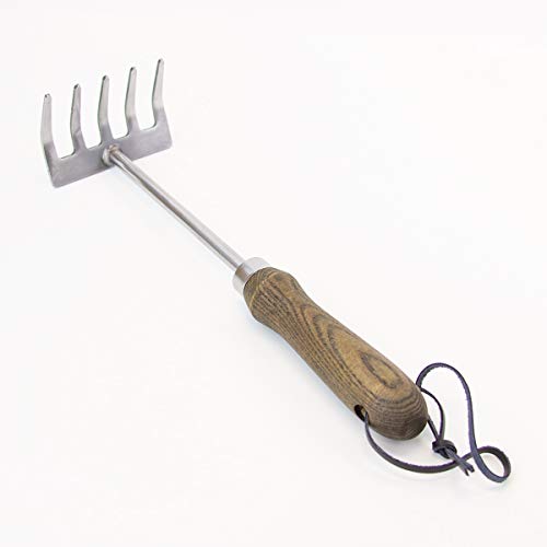 Burpee 11" Stainless Steel Tine Cultivator | Durable Long Lasting Garden Tool | Leather Wrist Strap Rake, 10 Year Warranty - color: Walnut, style: Cultivator
