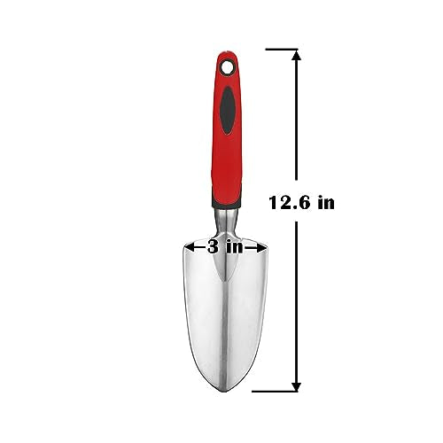 Garden Tool Shovel for Digging Gardening Trowel for Lawn Planting Alloy Spade Plastic Handle Anti Slippery - color: Red
