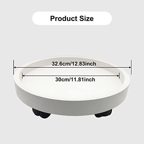 Outdoor Roll Around Plant Caddy with Wheeled Planter Pallet, Heavy Duty Plant Tray Round Planter Trolly for Moving Large Potted Trees,Ceramic Heavy Plants (Large) - color: Large