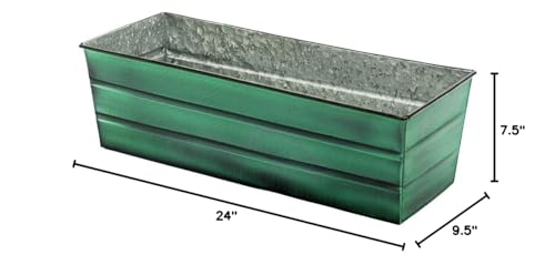 Achla Designs Galvanized Window Flower Box Planter-Green-Medium (24" L x 9.5" W x 7.5" H) - color: Green, size: Medium