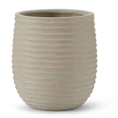 15”Dia x 16.5”H Concrete Planters for Indoor Outdoor Use, Beige - 1 Pack - color: Beige-1pack, size: 1 Pack