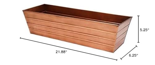Achla Designs Copper PlatedWindow Flower Box Planter-Small (22" L x 6" W x 5" H) - color: Copper, size: Small