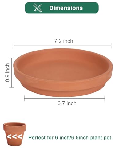 vensovo 7.2 Inch Terracotta Plant Saucers, 6 Pack Large Clay Trays for Pots - color: Brown, size: 7.2 inch