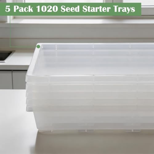 RooTrimmer 1020 Nursery Pot Trays 5 Pack, Transparent Plastic Flat Seed Starter Tray, Durable Square Seedling Starting Tray for Holding and Carrying Plant Pots (Clear) - color: Clear, size: TP1020-5P