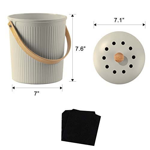 Compost Bin Kitchen, LALASTAR Countertop Compost Bin with Lid, Made of Sustainable Bamboo Fiber, Odorless Indoor Compost Bin, 1 Gallon, Grey - color: Gray