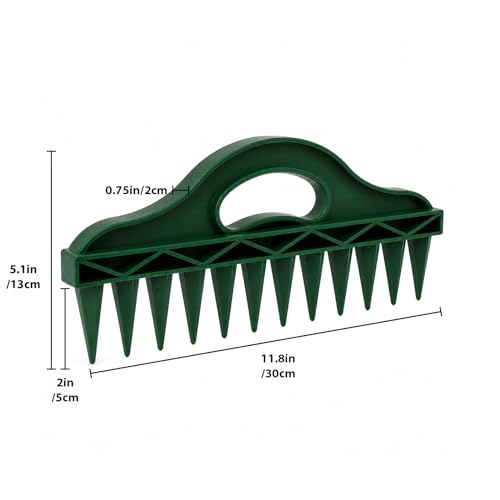 The Row SeederHandheld Garden Tool, 12-Hole Seed Spacer for Precise Planting, Dibbler Gardening Tool for Vegetables Flowers Herbs, Bulb Planter & Soil Aerator (Green)