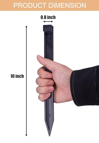 Landscape Edging Spikes, 12 Pcs 10 Inch Garden Stakes Anchoring Spikes for Paver Edging, Weed Barriers, Turf, Tent, Weed Barrier, Timber, Carpentry, Tent etc. (12, Black) - color: Black