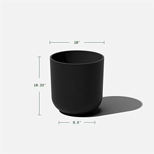 Veradek Mason Series Lima Planter & Drip Tray - Large Round Outdoor Planter - color: Black, size: 10 inches - 2 Pack with Saucers