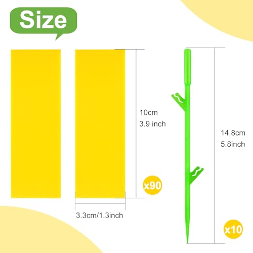 Fruit Fly Traps, 100 Pack Yellow Stick Traps, Fungus Gnat Traps, Plant Fly Stickers for Indoor and Outdoor Use Protect The Plant - color: Yellow-A, size: 100 Pack