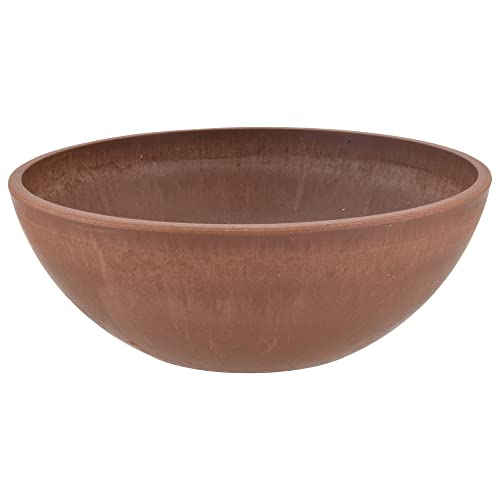 PSW Pot Collection M25TC10-inch Plastic/Stone/Wood Composite Low Bowl Planter – No Drainage Hole (Drillable), Shallow Indoor/Outer Pot for Succulents, Bonsai, Fairy Gardens, Herbs, Terra Cotta Color - color: Terra Cotta, size: 10 Inch