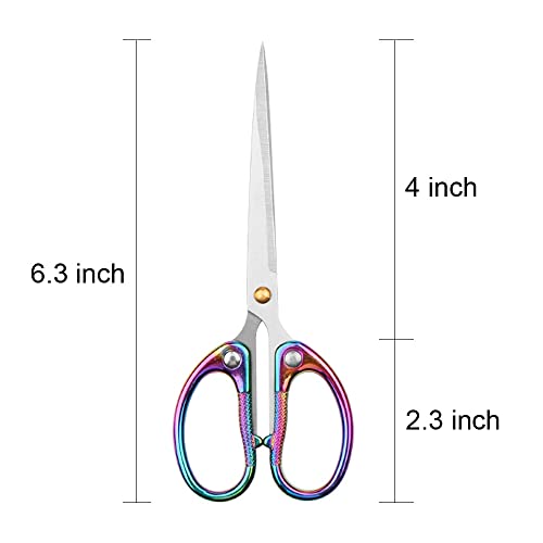 6.3" All Stainless Steel Office Scissors,Ultra Sharp Blade Shears,Sturdy Sharp Scissor for Office Home School Sewing Fabric Craft Supplies Multipurpose Scissors Colorful - color: Colorful, size: 6.3"
