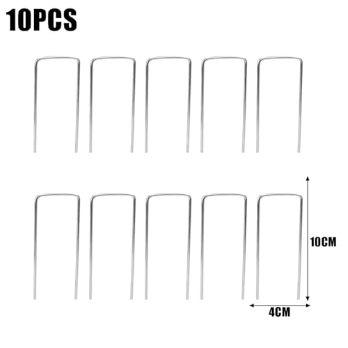 10Pcs/Set Garden Landscape Staples, Galvanized Garden Stakes Ground U Shaped Landscape Pins to Secure Lawn Fabrics Weed Barrier Covers Ground Cover and Landscaping (4x10cm, 3mm Thick) - color: 4*10cm, 3mm thick