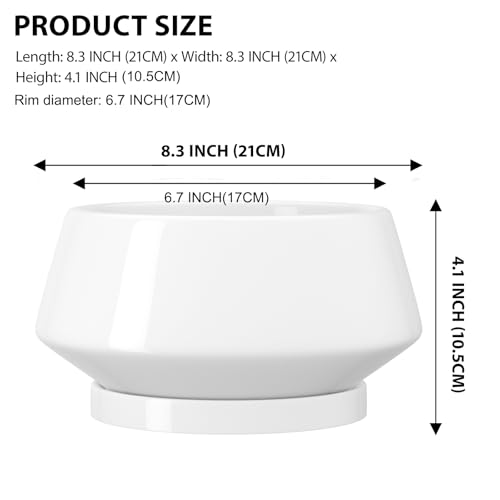 8.3 Inch White Ceramic Planter with Drainage Hole and Saucer - color: Gloss White, size: Medium