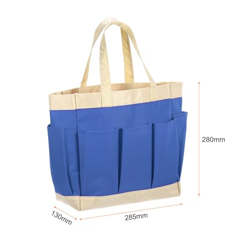 HARFINGTON Garden Tool Bag 11.22" x 5.12" x 11.02" Large Oxford Bag with Pockets Garden Tote Bag Gardening Plant Tool Organizer Storage Carrier Store for Outdoor Women Men, Sky Blue - color: Blue