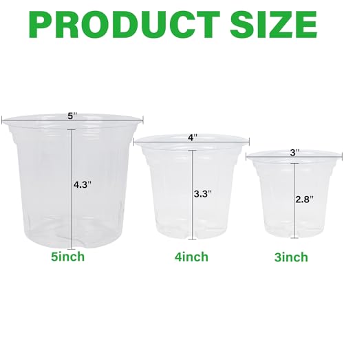 winemana 4 Inch Seed Starter Tray for Vegetable Herb Lettuce Seeds, Plant Pots for Potting Soil Indoor Plants, Clear Nursery Pots Plastic Planting Pots Garden Flower Pots- 60 Packs - size: 4 Inch-60Pack