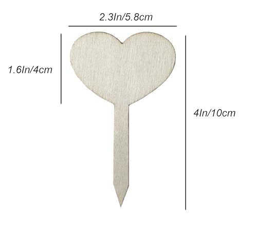 100 Pcs Wood Plant Labels, Natural Wooden Plant Marker Garden Sign Tags, Heart Type Garden Markers for Succulents, Herbs, Seedlings, Potted, Flowers, Vegetables (Heart) - style: Heart