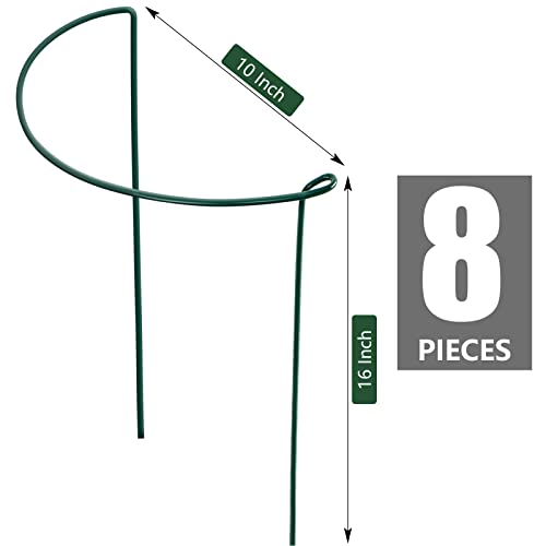 FEED GARDEN 8 Pack Peony Cages and Supports, Plant Support Stakes for Outdoor & Indoor Plants, 10" W x 16" H Half Round Garden Plant Support Rings for Peonies, Hydrangeas, Roses, Dahlias - size: 8 Pack-16" H