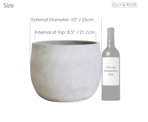Olly & Rose Barcelona Barcelona Ceramic Plant Pot Large 25cm - White Flower Pots - Indoor & Outdoor Planters - Matt White - color: White