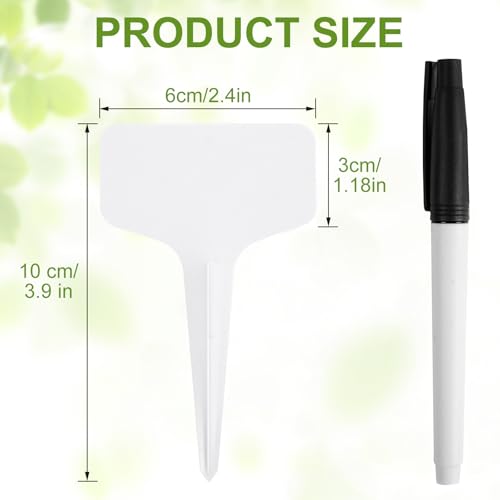 Oligei Plant Labels 120 PCS, T-Type Plant Tags with Marking Pen, 6 x 10 CM White Plastic Plant Markers for Nursery, Garden, Seedlings, Flower Vegetables, Herb